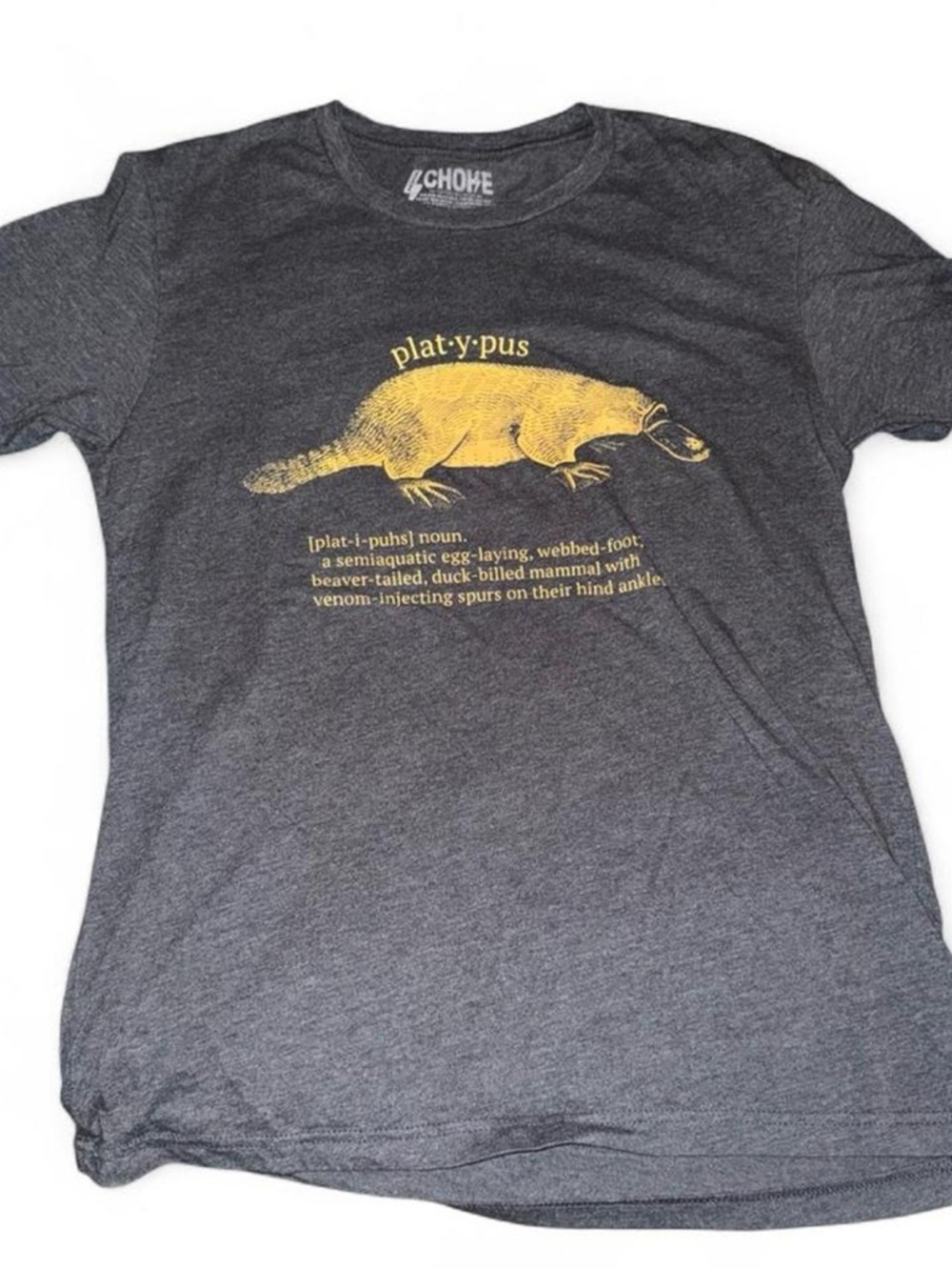 Gray Platypus Graphic Tee - Yellow Print
